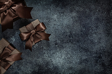 Free Space Gift Boxes On Dark Background