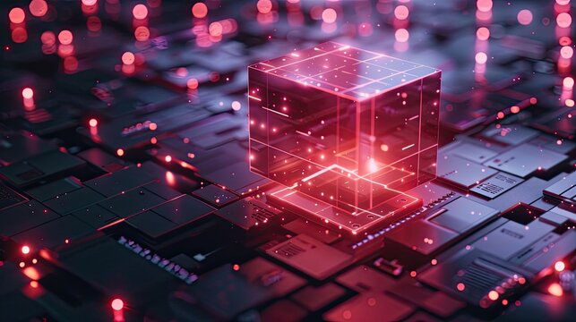 Quantum computer with glowing qubits, symbolizing the leap in computing power and the future of technology
