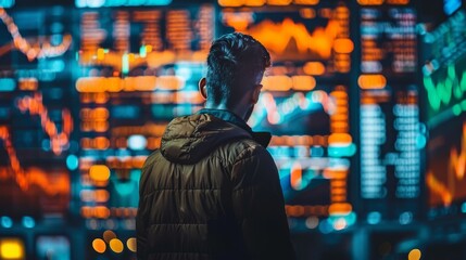 Obraz premium Showcase the resilience of investors navigating through market volatility, where risk management becomes key to success