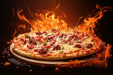 Melty Hot pizza cheese. Piece cooking. Generate Ai