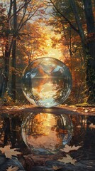 Glass Ball Amidst Forest Foliage