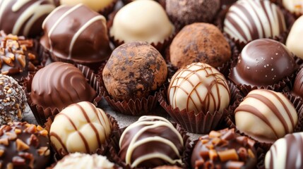 Obraz na płótnie Canvas Assorted Gourmet Chocolates Collection Close-Up