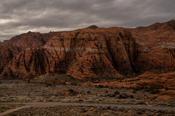 Desert Road Traveling Desert Rocks Snow Canyon State Park