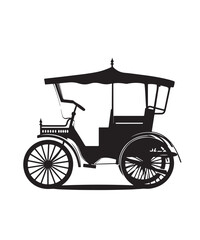 Fototapeta na wymiar black silhouette of a Rickshaw with thick outline side view isolated