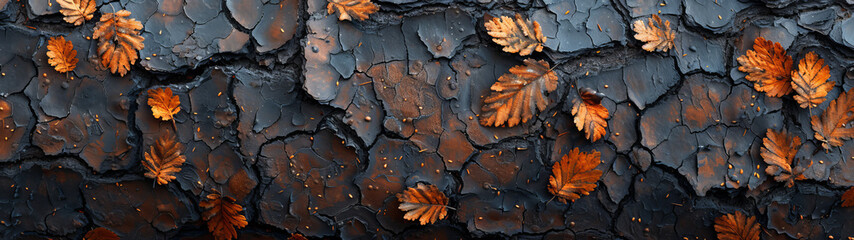 Close Up of Tree Trunk With Leaves - obrazy, fototapety, plakaty