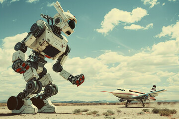 Robot Airplane Ready To War