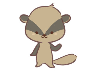 片手をあげるアナグマ