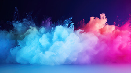 Colorful smoke dancing in the air on a black background