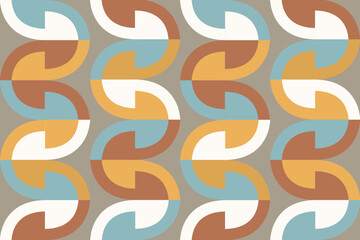Seamless vintage-inspired pattern with intertwining shapes in a muted color palette