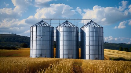 grain silos in the field