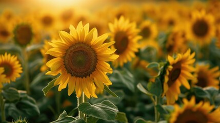 Sunflower field, harvest background