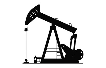 Oil pump jack silhouette Vector isolated on a white background