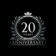 20 years celebrating anniversary design template. 20th anniversary logo. Vector and illustration.