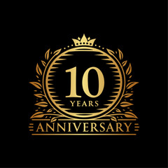 10 years celebrating anniversary design template. 10th anniversary logo. Vector and illustration.