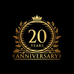 20 years celebrating anniversary design template. 20th anniversary logo. Vector and illustration.