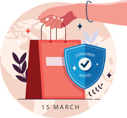 World Consumer Rights Day, Consumer rights day, consumer day, Rights day vector illustration. 15 March