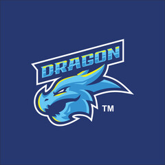 blue modern vector dragon logo