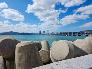 Fototapeta premium Sea travel photo. Busan, Korea.