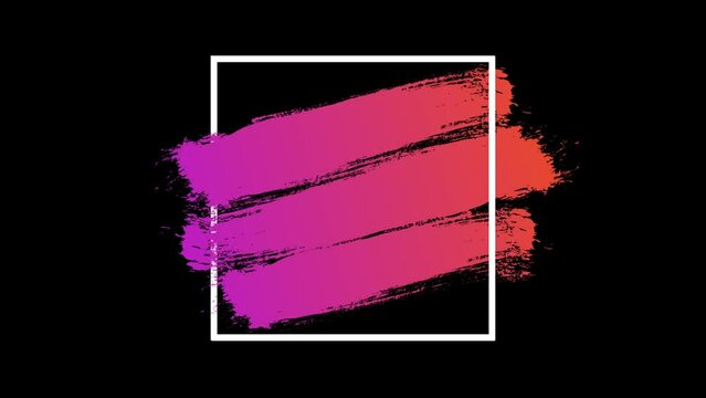 Color gradient purple pink red orange paint brush stroke for text title or logo effect motion graphic animation with white border frame on transparent background