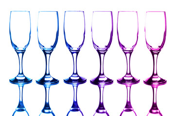 Gradient Hued Wine Glasses Displaying a Rainbow Effect