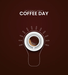World Coffee Day. International coffee day. 3D illustration.