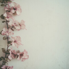 Vintage floral display showcasing delicate flowers in muted pastel tones, with free space. AI generative.