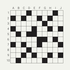 Crossword puzzle vector. 10 X 10 Square puzzle template for magazine and newspaper