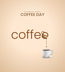 World Coffee Day. International coffee day. 3D illustration.