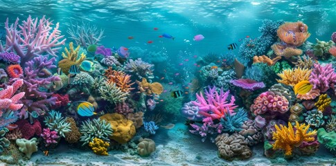 Naklejka na ściany i meble Colorful Coral Reef in Underwater View