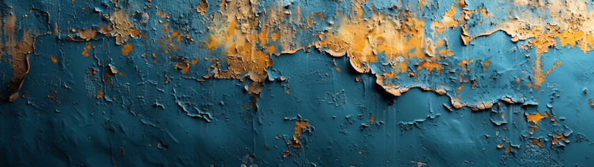 Peeling Blue and Yellow Wall