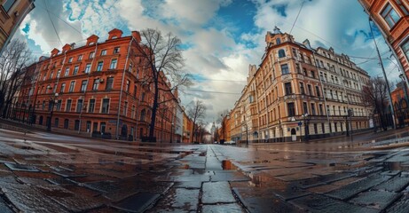 Rainy Day in Moscow City Street