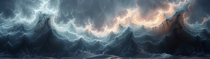 A Painting of a Storm in the Ocean - obrazy, fototapety, plakaty