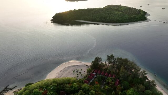 Sunrise over the Secret Gili Islands off the coast of Lombok in Indonesia.