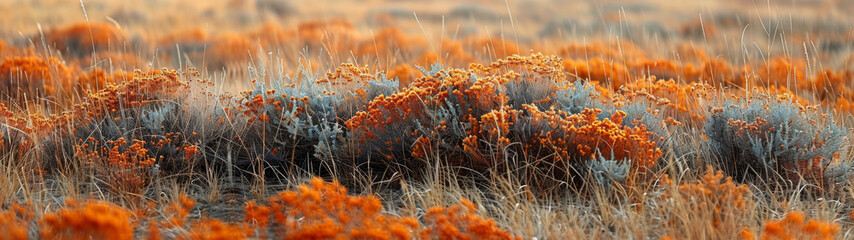 Field of Tall Grass With Orange Flowers