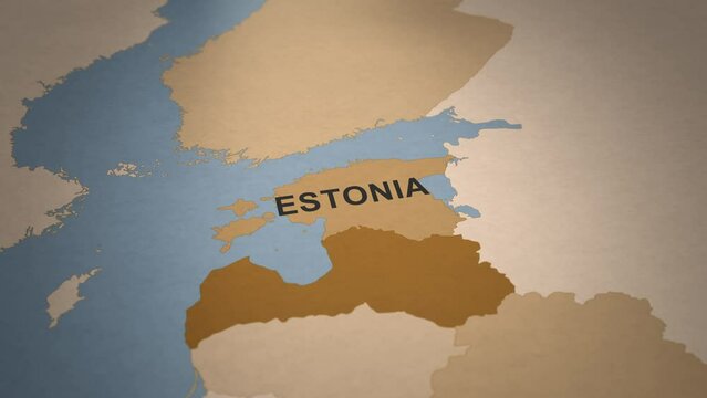 Old Paper Map of Estonia