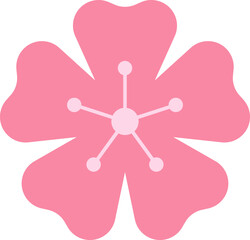 Pink cherry blossoms branch icon. Japanese Sakura flower. Cherry branch with pink sakura. Flowers, plants, spring, cute, etc. Vector. 