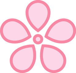 Pink cherry blossoms branch icon. Japanese Sakura flower. Cherry branch with pink sakura. Flowers, plants, spring, cute, etc. Vector. 