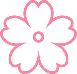 Pink cherry blossoms branch icon. Japanese Sakura flower. Cherry branch with pink sakura. Flowers, plants, spring, cute, etc. Vector. 