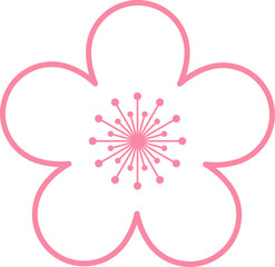 Pink cherry blossoms branch icon. Japanese Sakura flower. Cherry branch with pink sakura. Flowers, plants, spring, cute, etc. Vector. 