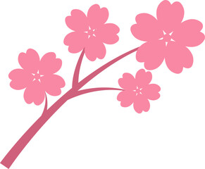 Pink cherry blossoms branch icon. Japanese Sakura flower. Cherry branch with pink sakura. Flowers, plants, spring, cute, etc. Vector. 