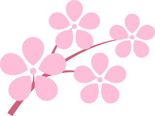 Pink cherry blossoms branch icon. Japanese Sakura flower. Cherry branch with pink sakura. Flowers, plants, spring, cute, etc. Vector. 