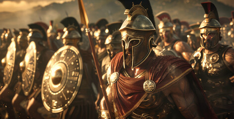 King Leonidas and his spartan hoplites army