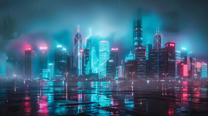 A captivating cyberpunk cityscape skyline at dusk