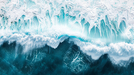 Aerial view of blue sea water waves