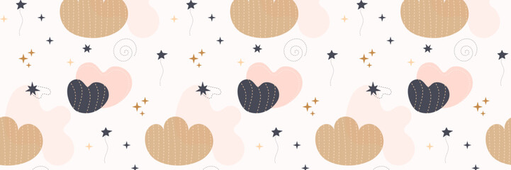 Bohemian baby pattern. Seamless baby pattern in boho style.