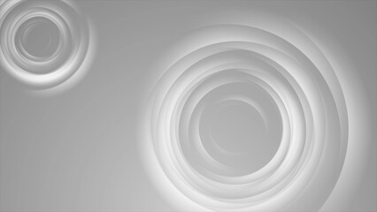 Grey white glowing shiny circles abstract background
