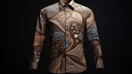 A button-up shirt adorned with subtle, abstract patterns, adding depth and interest