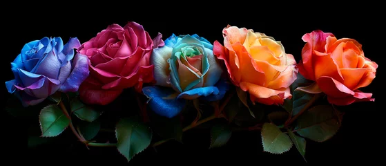 Gordijnen Colorful Roses on isolated background for Gay pride or Valentine's day. © ARTwithPIXELS