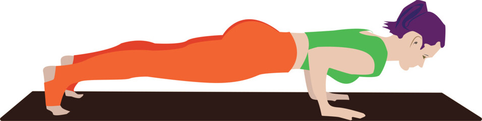 A Beautiful Girl Doing Yoga Four-Limbed Staff Pose illustration vector image