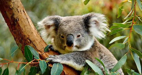 A cute Koala in the Green Environment ,Sleepy Koala , Cute Koala